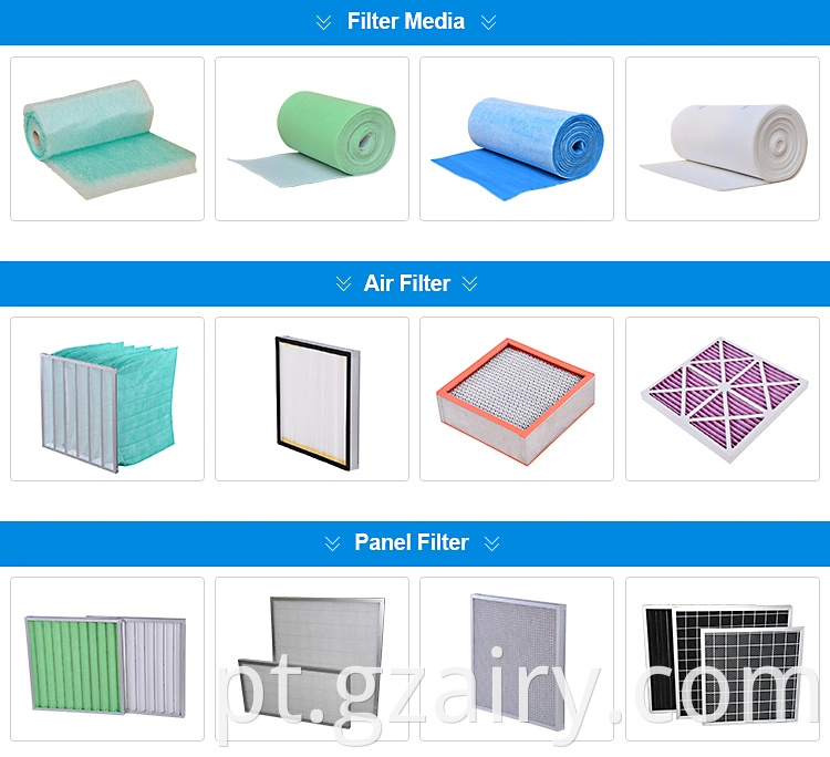 Filtro de ar Havc Foldaway com estrutura de papelão para uso da indústria
